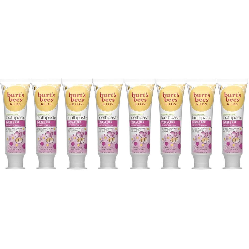 image:imageBurts Bees Kids Toothpaste Natural Flavor Fluoride Free Bubble Bee 47 oz Pack of 447 Ounce Pack of 8