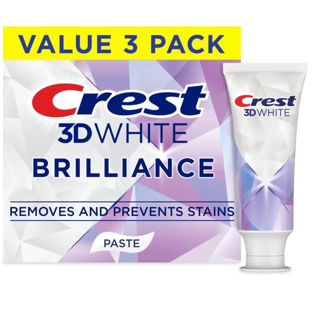 image:imageCrest 3D White Brilliance Bright Mint Teeth Whitening Toothpaste 43 oz Pack of 3 100 More Surface Stain Removal 24 Hour Active Stain Prevention Whiter Teeth in 3 Days