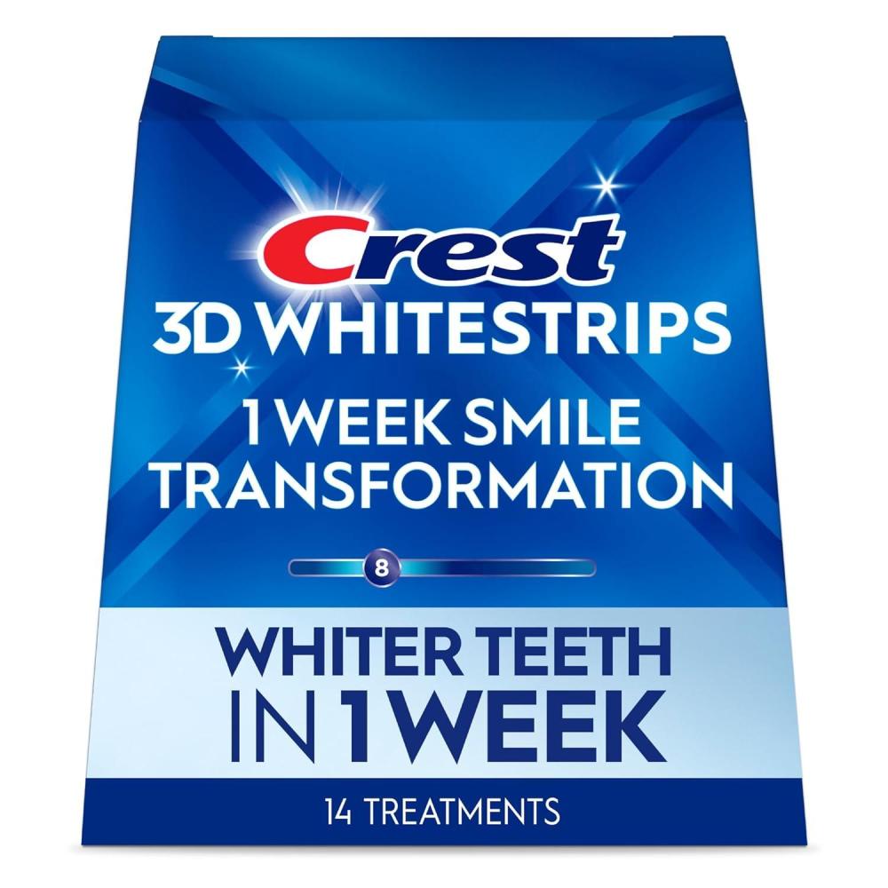 image:imageCrest 3D Whitestrips 1 Week Smile Transformation Whitestrips 3D White Teeth Whitening Strip Kit 14 Treatments Each with 1 Upper1 Lower 28 StripsFlavorless