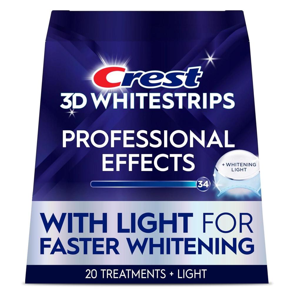 image:imageCrest 3D Whitestrips Professional Effects  LED Light  Teeth Whitening Kit 1 Light  20 Treatments Each with 1 Upper1Lower 40 Strips  Crest 3DWhite Teeth Whitening Strips