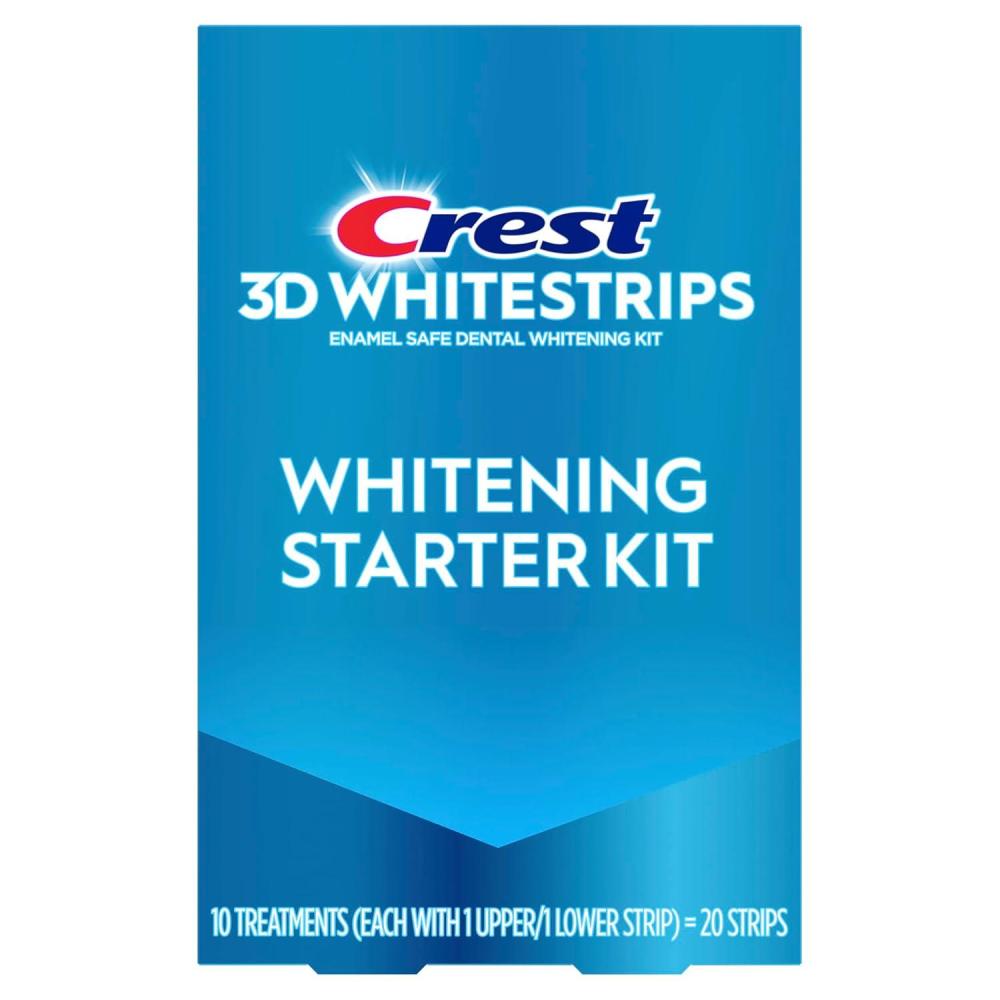 image:imageCrest 3D Whitestrips Whitening Starter Kit  Teeth Whitening Kit 10 Treatments Each with 1 Upper1Lower 20 Strips  Crest 3DWhite Teeth Whitening Strips