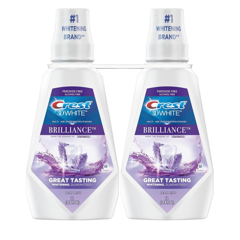 image:imageCrest MouthwashMouth Rinse 3D White Brilliance Whitening Alcohol Free Clean Mint 2x1L 338 fl oz