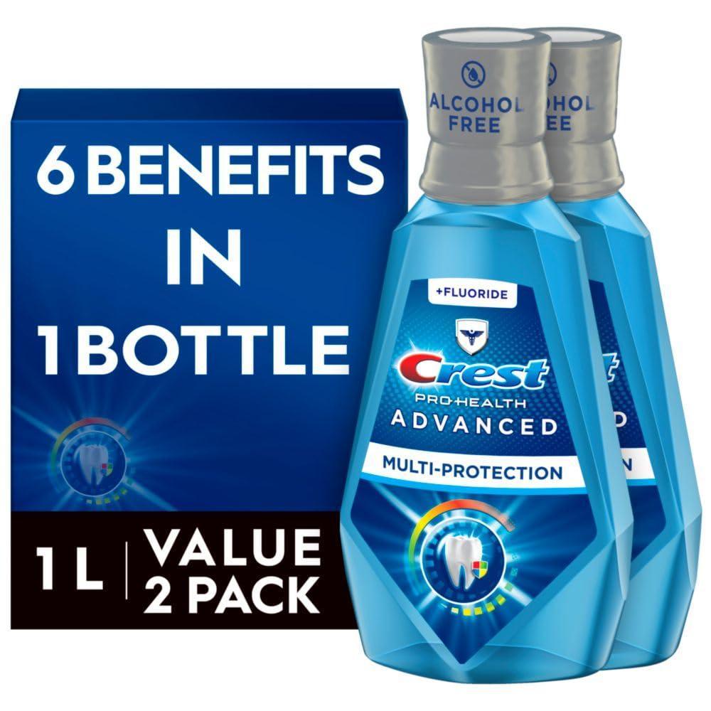 image:imageCrest ProHealth Advanced Mouthwash Alcohol Free MultiProtection Fresh Mint 1 L 338 fl oz Pack of 2 Blue