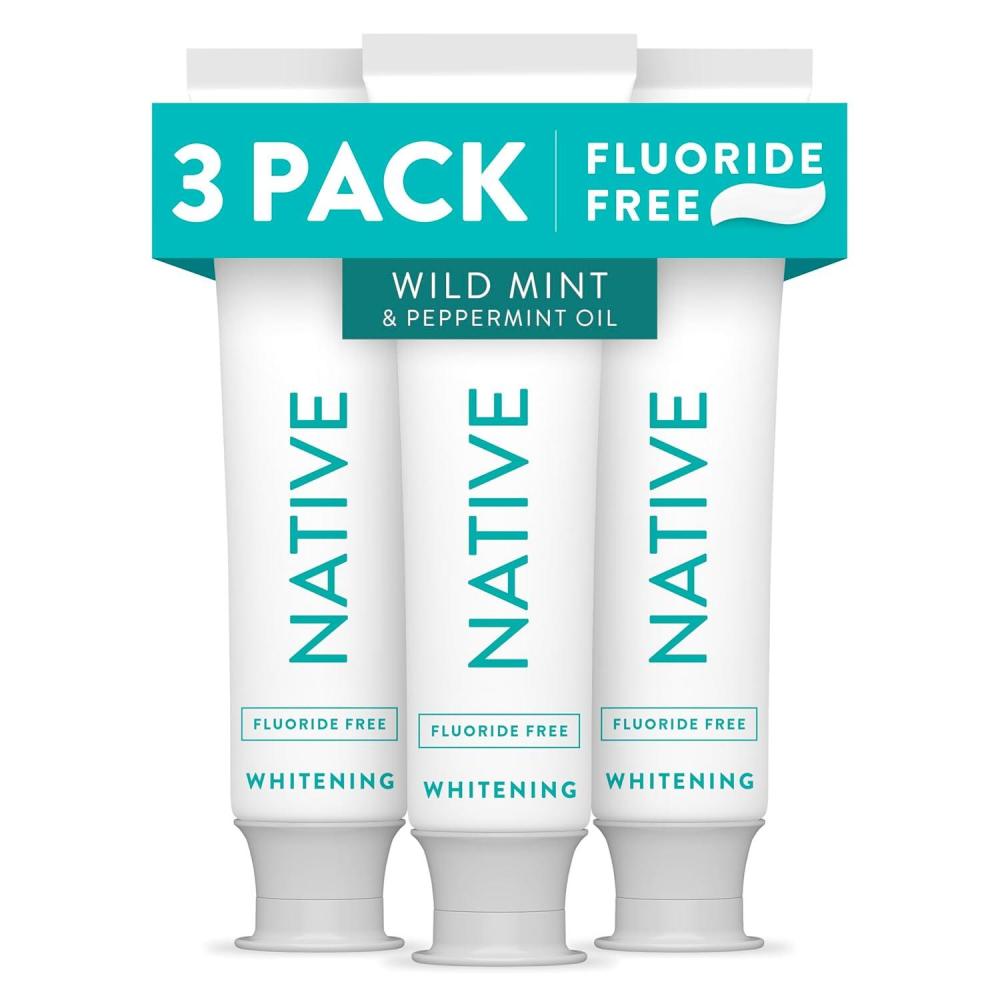 image:imageNative Fluoride Free Toothpaste Whitening  for Adult Kids 2 Oral Care  Wild Mint amp Peppermint Oil Flavor 41oz Pack of 3