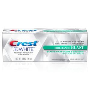Crest 3D White Brilliance Luminous Purple Teeth Whitening Toothpaste, 4.6 oz Pack of 3, Anticavity Fluoride Toothpaste, Fights 100% More Surface Stains, 24 Hour Active Stain Prevention(Blast)