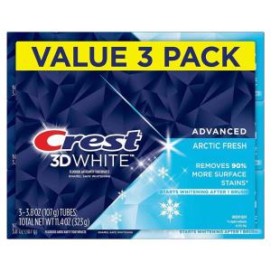 Crest 3D White Brilliance Luminous Purple Teeth Whitening Toothpaste, 4.6 oz Pack of 3, Anticavity Fluoride Toothpaste, Fights 100% More Surface Stains, 24 Hour Active Stain Prevention(Arctic Fresh)