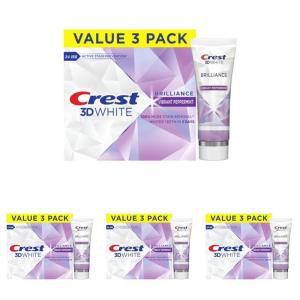 Crest 3D White Brilliance Vibrant Peppermint Teeth Whitening Toothpaste, 4.6 oz Pack of 3, Anticavity Fluoride Toothpaste, 100% More Surface Stain Removal, 24 Hour Active Stain Prevention(4.6 Ounce (Pack of 12))