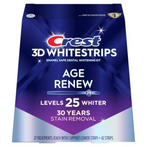 Crest 3D Whitestrips Age Renew – Teeth Whitening Kit, 21 Treatments, Each with 1 Upper/1Lower, 42 Strips – Crest 3DWhite Teeth Whitening Strips(42 Count (Pack of 1))