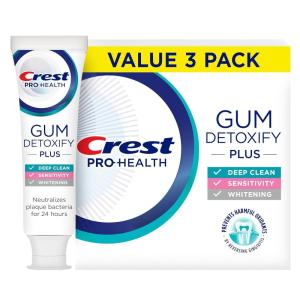 Crest Pro-Health Gum Detoxify Plus Toothpaste 4.5 oz Pack of 3 – Antibacterial Fluoride Toothpaste, Sensitivity Protection, Whitens Teeth, Anticavity, Plaque Control