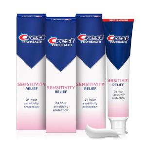 Crest Sensitivity Toothpaste 4.8 oz (3 Pack), Relieves Sensitivity, Strengthens Gums, Anticavity, Clinically Proven, Antibacterial Toothpaste