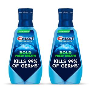 Crest Mouthwash Pro-Health Bold Fresh Breath, 99% Germ Kill, Antigingivitis & Antiplaque, Clean Mint – 1 L (33.8 fl oz), Pack of 2